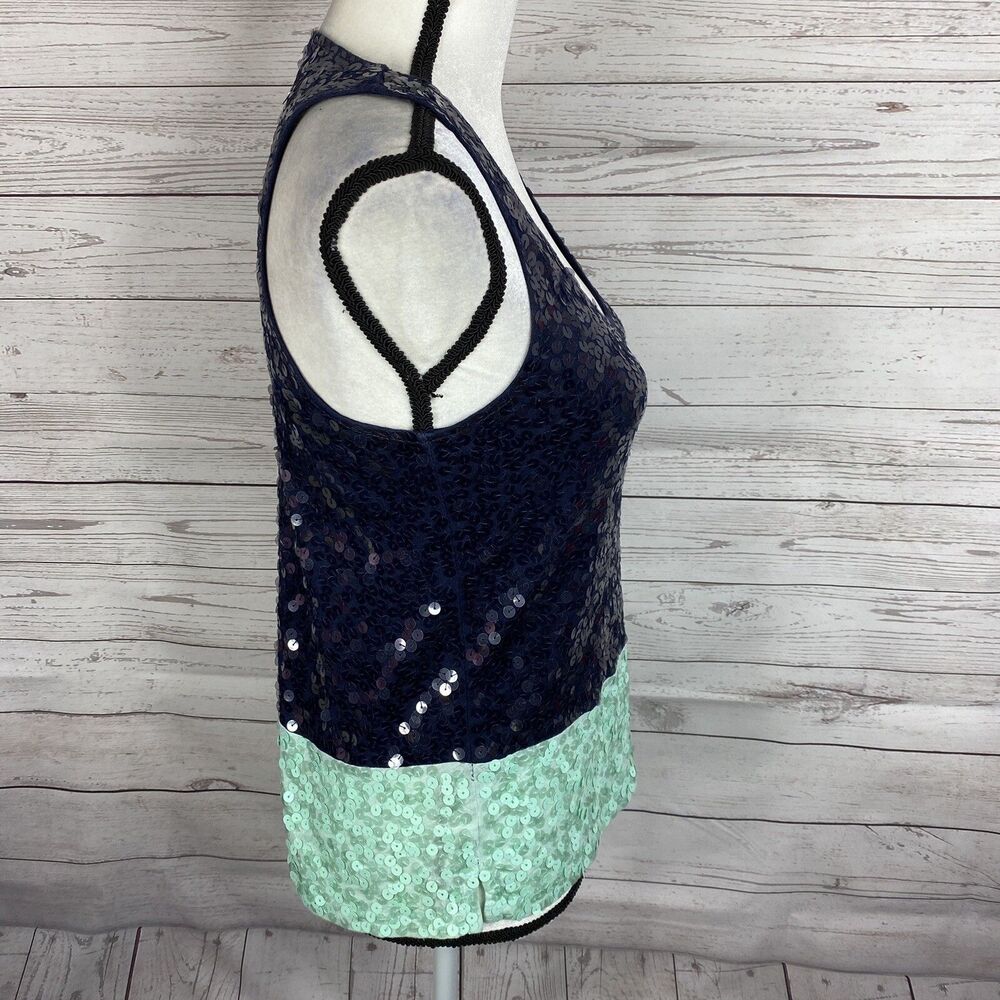 J. Crew Sequin Tank Top Size Xs Colorblock Navy B… - image 4